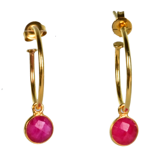 Euro Gold Gem Hoop Earrings A9B multi gems available