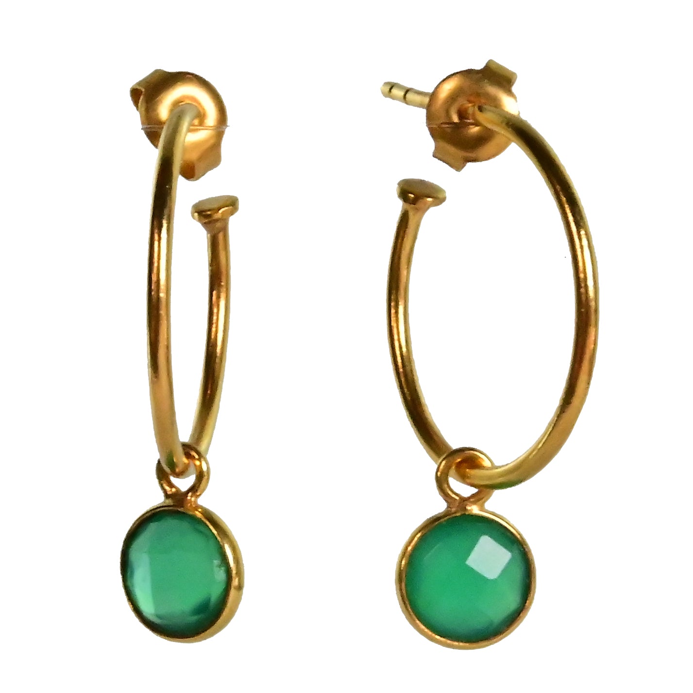 Euro Gold Gem Hoop Earrings A9B multi gems available