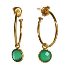 Euro Gold Gem Hoop Earrings A9B multi gems available