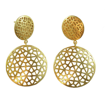 Euro Gold Double Jali Stud Earrings B35