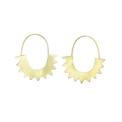 Euro Gold Jagged Hoop Earrings B28