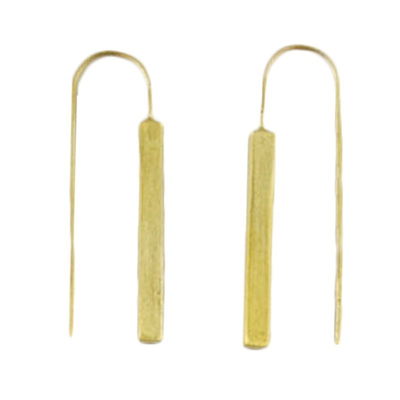 Euro Gold Long Rectangle Drop Earrings B11
