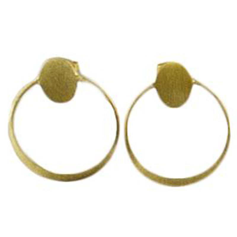 Euro Gold Oval Loop Stud Earrings B10