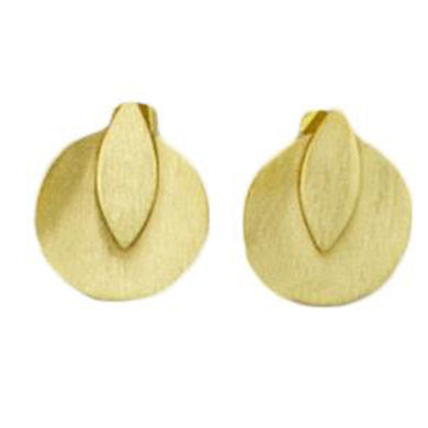 Euro Gold Round Marquis Stud Earrings B3