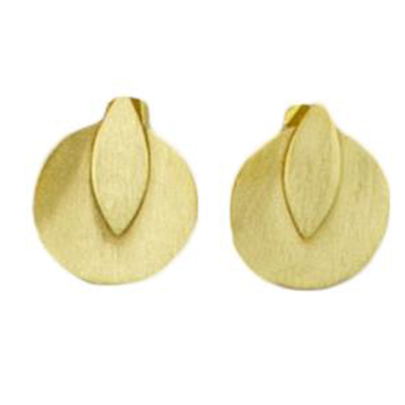Euro Gold Round Marquis Stud Earrings B3
