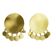 Euro Gold Round Tassle Stud Earrings B4