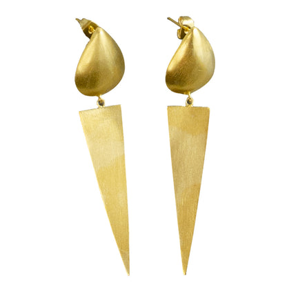 Euro Gold Stud Triangle Drop Earrings B31