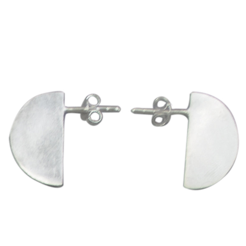 Euro Silver Half Round Stud Earrings C6