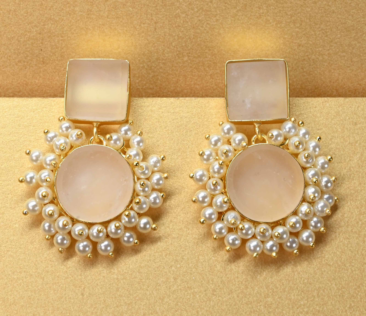 Diva Gold  Earrings Gems and Pearls 4 Colourway's