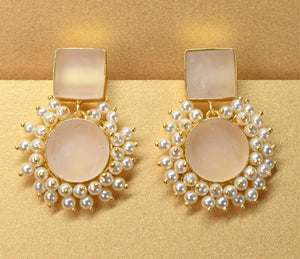 Diva Gold  Earrings Gems and Pearls 4 Colourway's