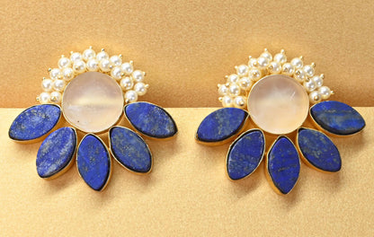 Diva Gold  Earrings Gems and Pearls 4 Colourway's