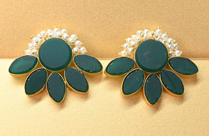 Diva Gold  Earrings Gems and Pearls 4 Colourway's