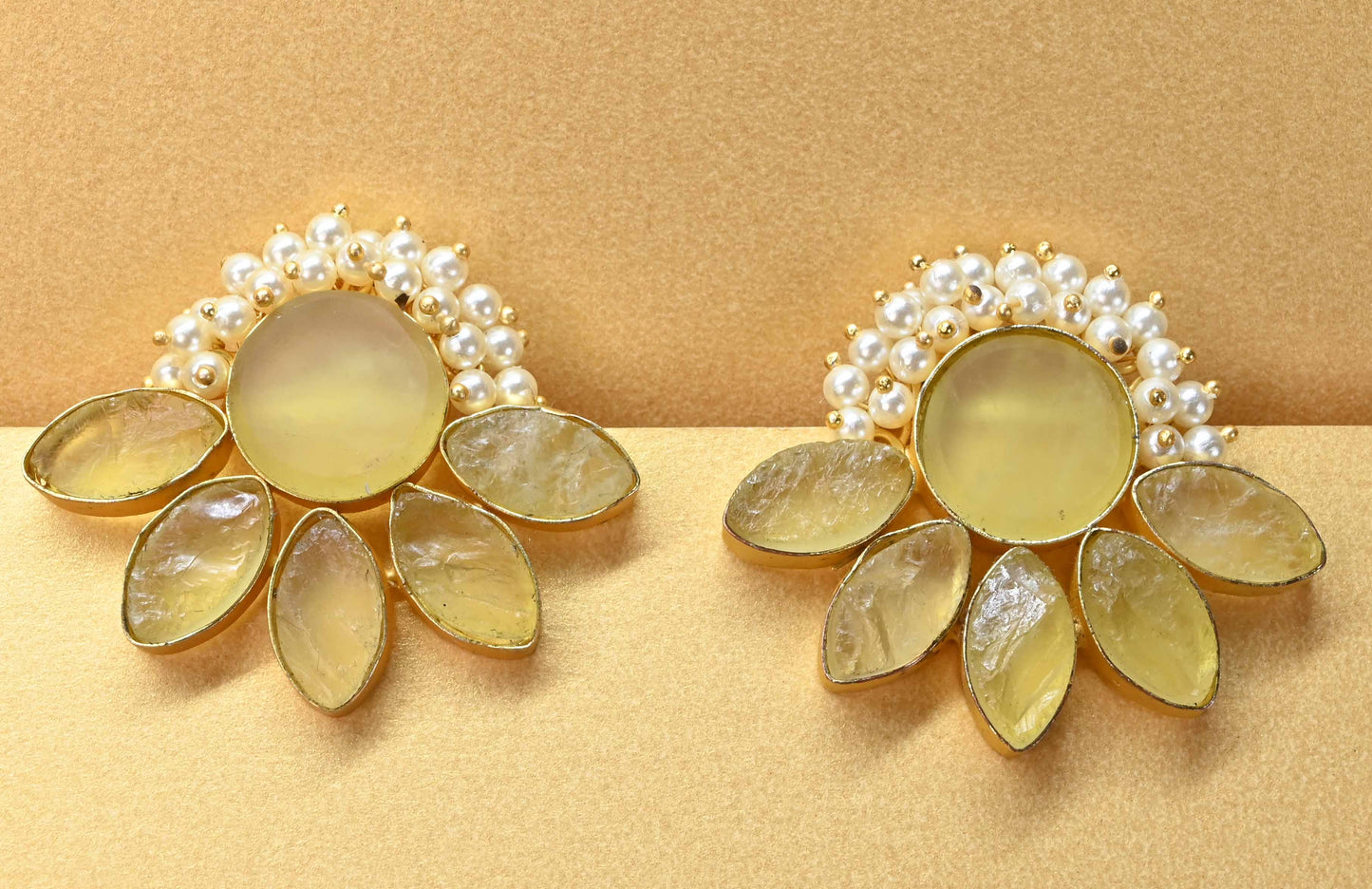 Diva Gold  Earrings Gems and Pearls 4 Colourway's