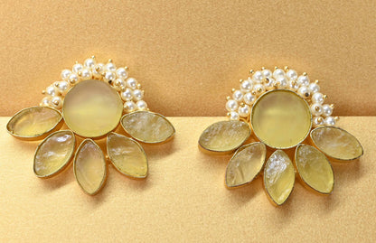 Diva Gold  Earrings Gems and Pearls 4 Colourway's