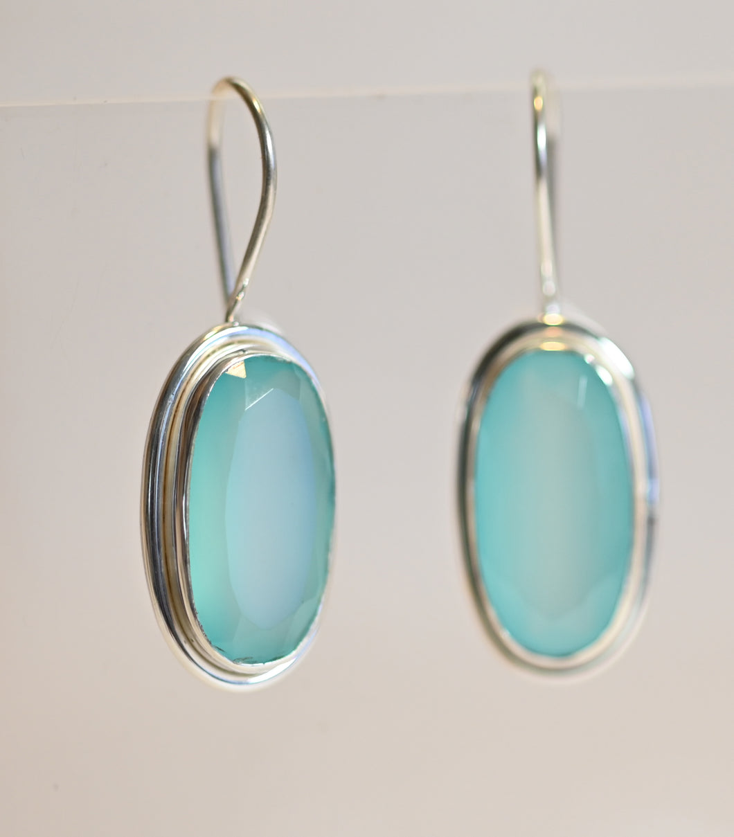 Oval Gemstone Hook Earrings Lux