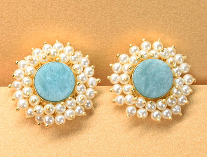 Diva Gold  Earrings Gems and Pearls- 4 Colorway's