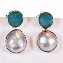 Sterling Silver Stud Earrings with gemstones and pearls. IAE22051 Lux