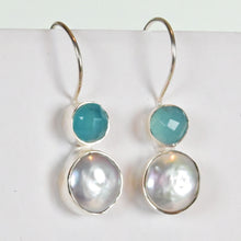 Sterling Silver Hook Earrings with gemstones and pearls. Lux