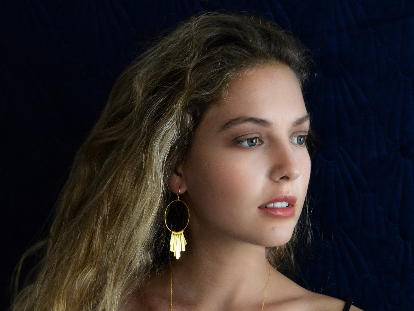 Euro Gold Tassel Hoop Earrings B15