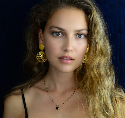 Euro Gold Double Jali Stud Earrings B35