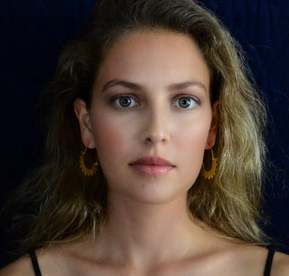 Euro Gold Jagged Hoop Earrings B28