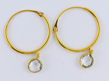Euro Gold Gem Hoop Earrings A9 multi gems available