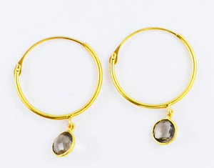 Euro Gold Gem Hoop Earrings A9 multi gems available