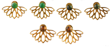 Euro Gold Lotus Earrings- Assorted Gemstones A10b