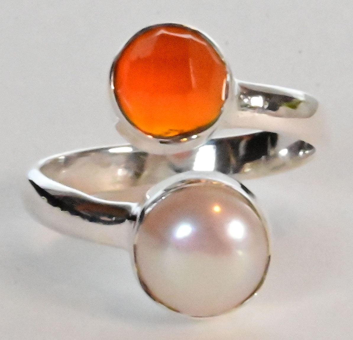 Open size gem and pearl ring Multiple stone options IARSP217 Lux