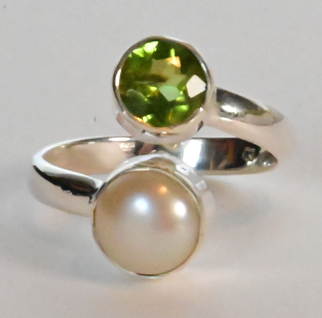 Open size gem and pearl ring Multiple stone options IARSP217 Lux