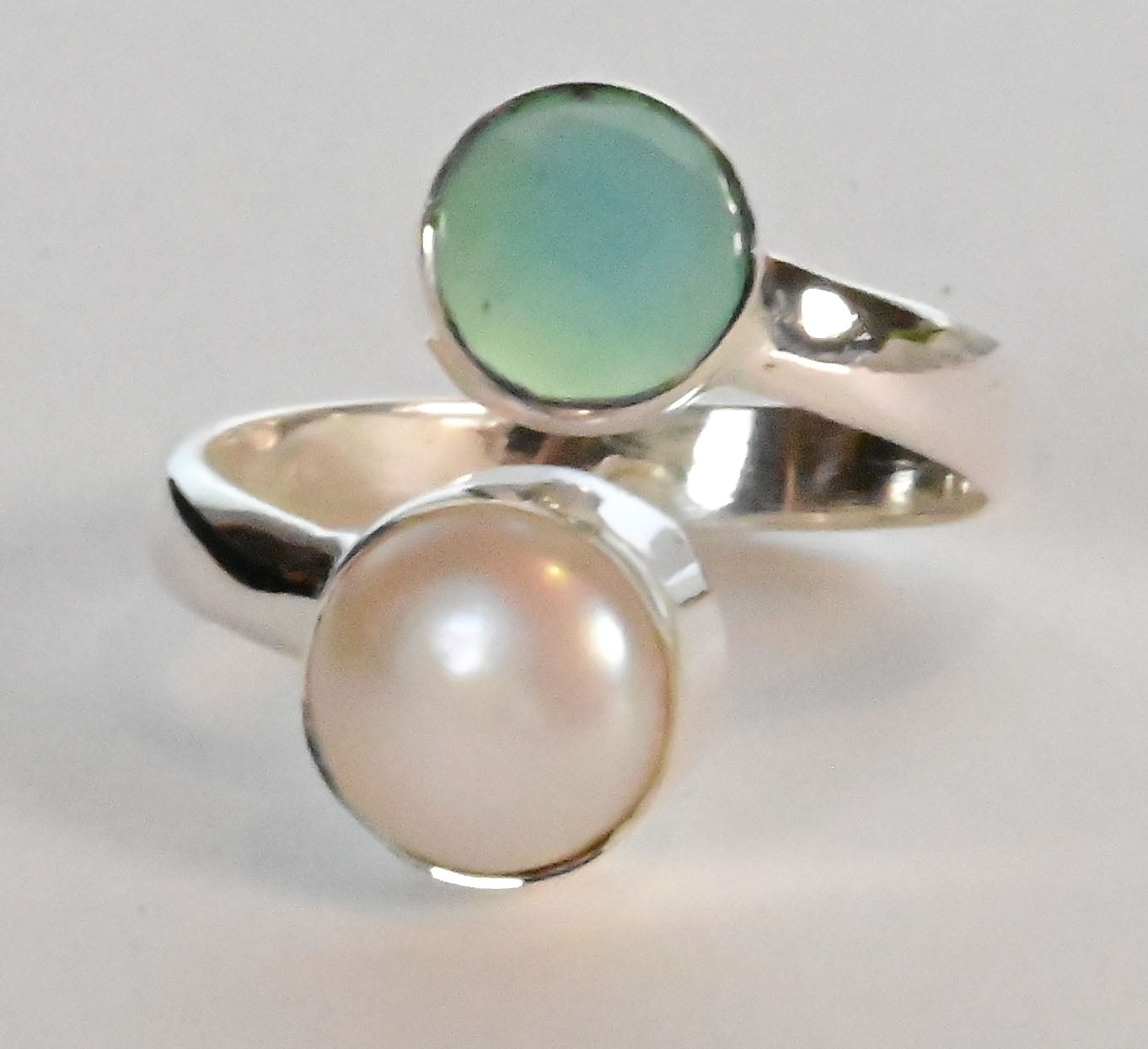 Open size gem and pearl ring Multiple stone options IARSP217 Lux