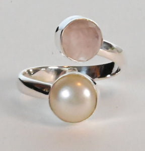 Open size gem and pearl ring Multiple stone options IARSP217 Lux