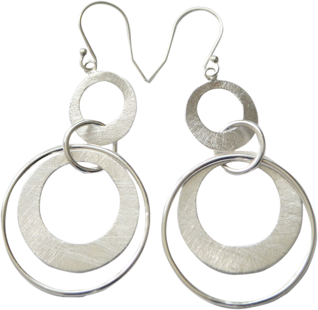 Brushed Sterling Silver Multi Hoop Earrings